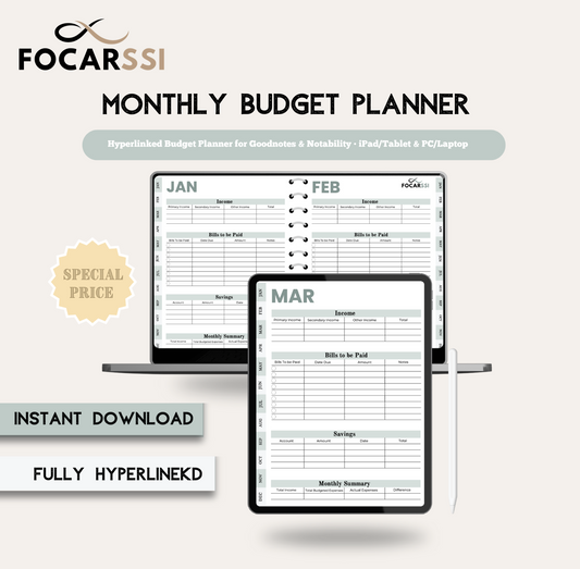 Focarssi™ Monthly Budget Planner